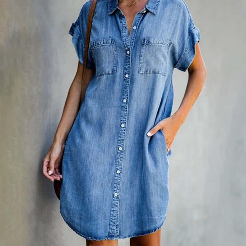 Amelia™ - Casual Denim Dress with Tummy Coverage