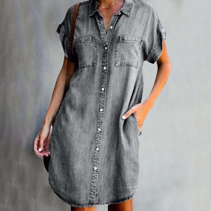 Amelia™ - Casual Denim Dress with Tummy Coverage