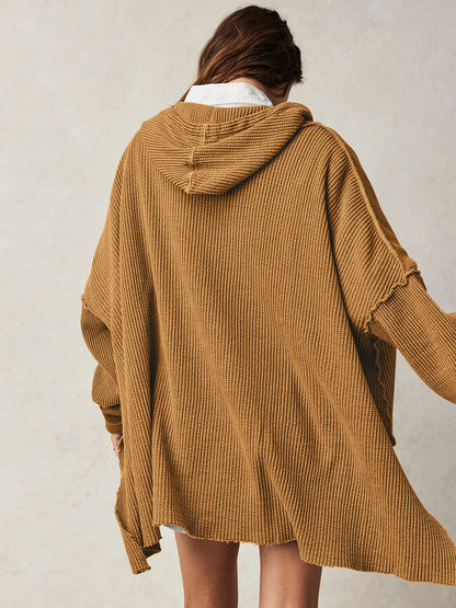 Ava™ - Oversized Waffle-Knit Hoodie