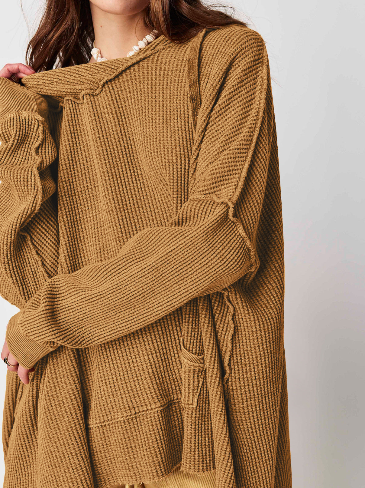 Ava™ - Oversized Waffle-Knit Hoodie