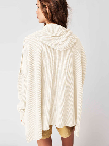 Ava™ - Oversized Waffle-Knit Hoodie